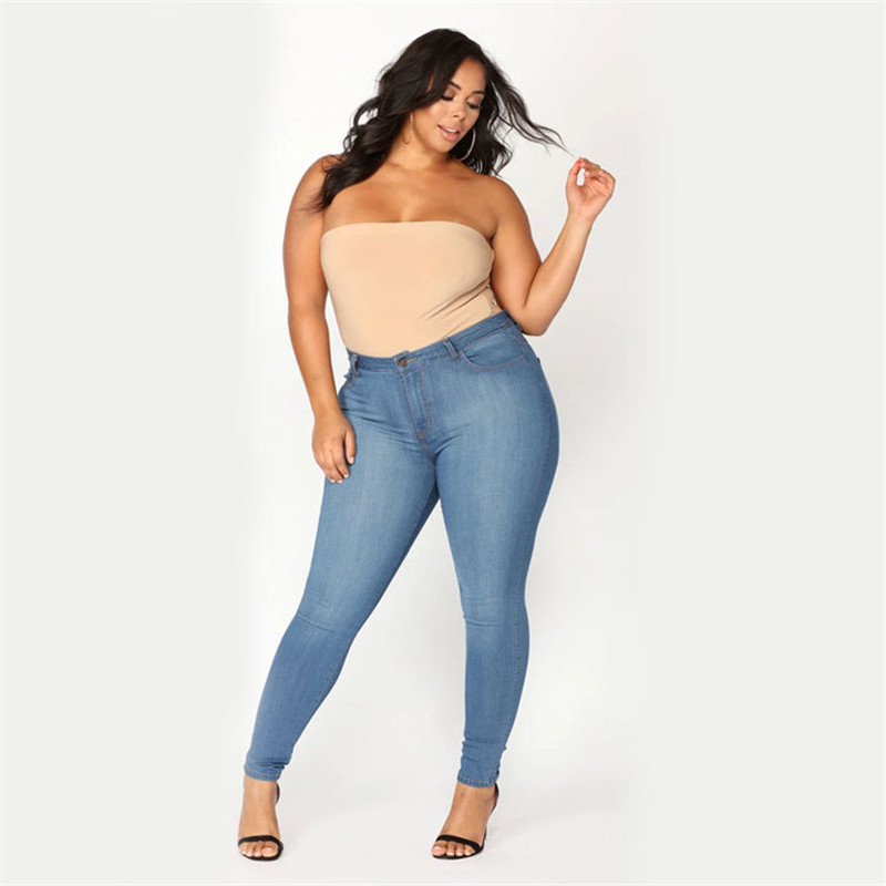 2021 High quality Hot Sale Plus size jeans women's high waist skinny denim jeans casual high stretch pencil pants drop