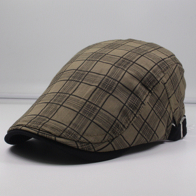 2021 High quality Men Berets Vintage Plaid Cotton Caps Casual Fashion Visor Flat Hats Summer Outdoor Beret Adjustable