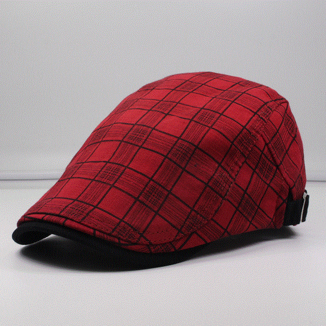 2021 High quality Men Berets Vintage Plaid Cotton Caps Casual Fashion Visor Flat Hats Summer Outdoor Beret Adjustable