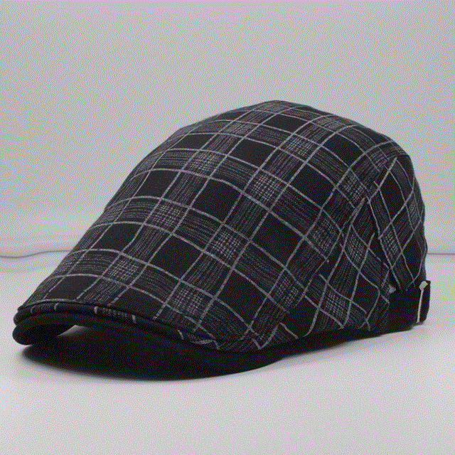 2021 High quality Men Berets Vintage Plaid Cotton Caps Casual Fashion Visor Flat Hats Summer Outdoor Beret Adjustable