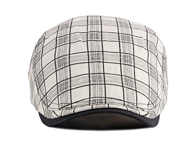 2021 High quality Men Berets Vintage Plaid Cotton Caps Casual Fashion Visor Flat Hats Summer Outdoor Beret Adjustable
