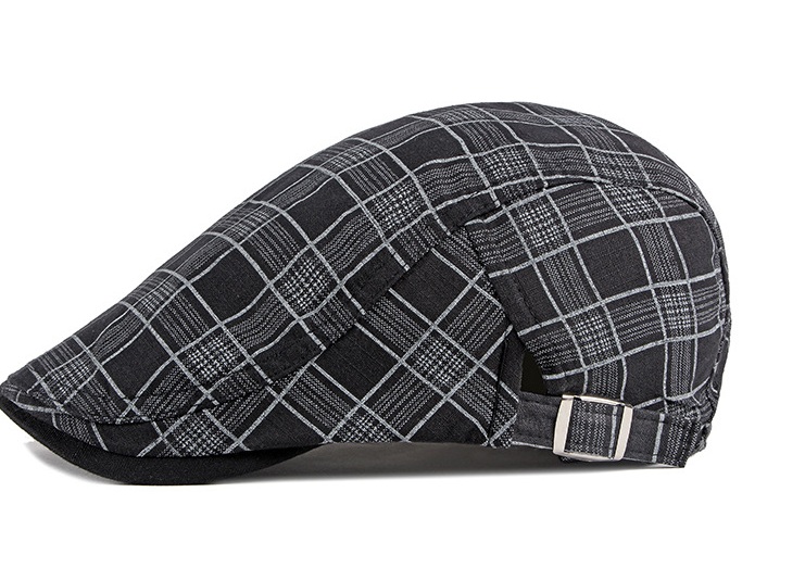 2021 High quality Men Berets Vintage Plaid Cotton Caps Casual Fashion Visor Flat Hats Summer Outdoor Beret Adjustable
