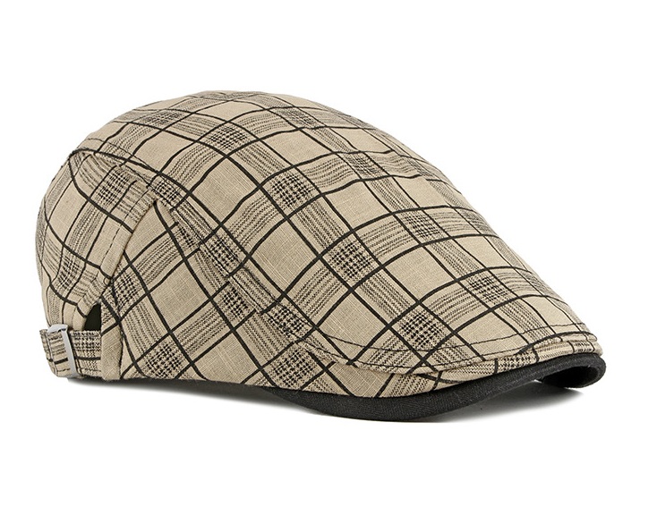2021 High quality Men Berets Vintage Plaid Cotton Caps Casual Fashion Visor Flat Hats Summer Outdoor Beret Adjustable