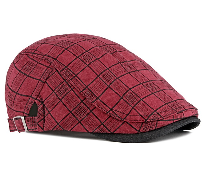 2021 High quality Men Berets Vintage Plaid Cotton Caps Casual Fashion Visor Flat Hats Summer Outdoor Beret Adjustable