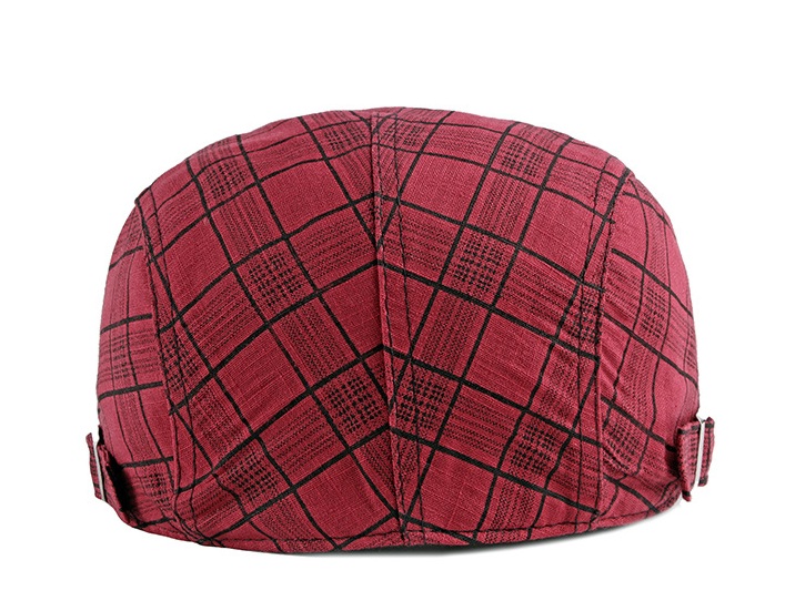 2021 High quality Men Berets Vintage Plaid Cotton Caps Casual Fashion Visor Flat Hats Summer Outdoor Beret Adjustable