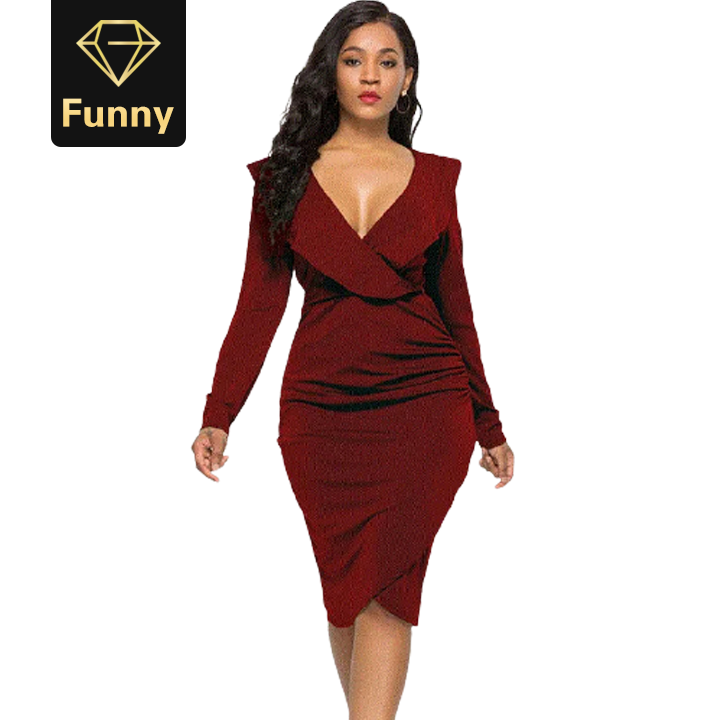 2021 High quality Sexy Ruffles Long Sleeve Summer Dress Women Plus Size Slim Bodycon Party Dress
