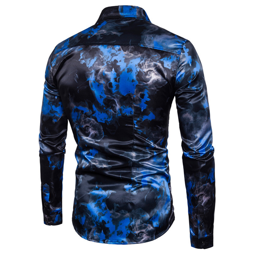 2021 High quality Shirts Men Ink Painting Turn Down Collar Long Sleeve Shirts Slimed Fit Mens Shirts Men's Clothing