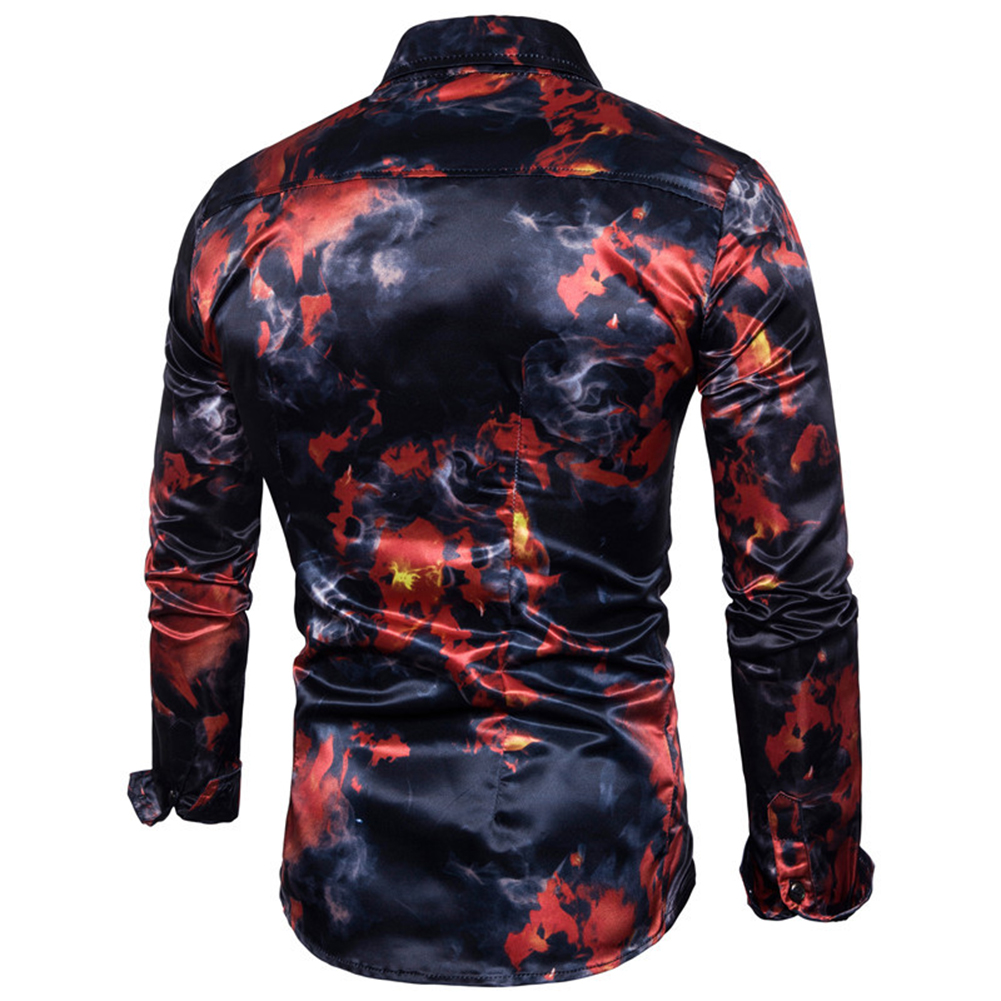 2021 High quality Shirts Men Ink Painting Turn Down Collar Long Sleeve Shirts Slimed Fit Mens Shirts Men's Clothing