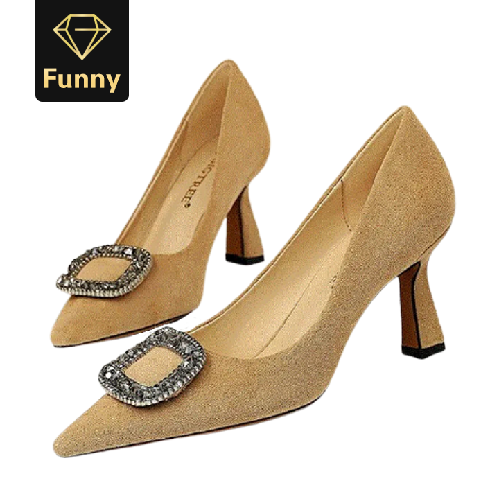 2021 High quality Lady Shoes Crystal High Heels Plus Size Women Rhinestone Wedding Low Heels Shoes