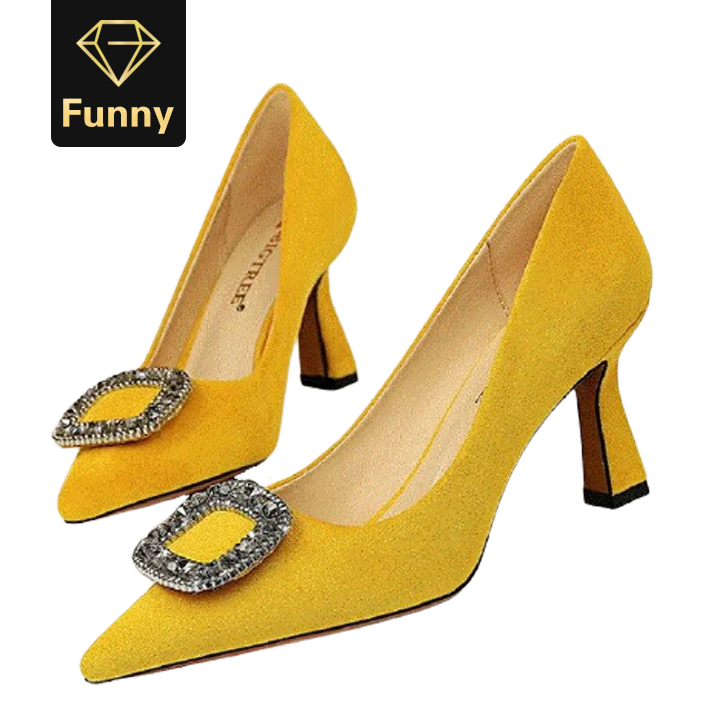 2021 High quality Lady Shoes Crystal High Heels Plus Size Women Rhinestone Wedding Low Heels Shoes