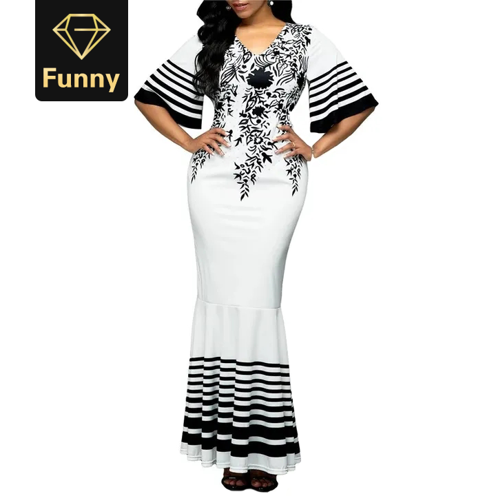 2021 High quality Plus Size African Dresses For Women African Clothes Dress Print Ladies Clothing Africa Women Dress