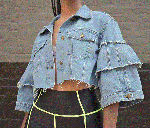 2021 High quality Jeans Short Jacket Sexy Women Short Flare Sleeve Elegant Denim Casual Coat High Street Outerwear