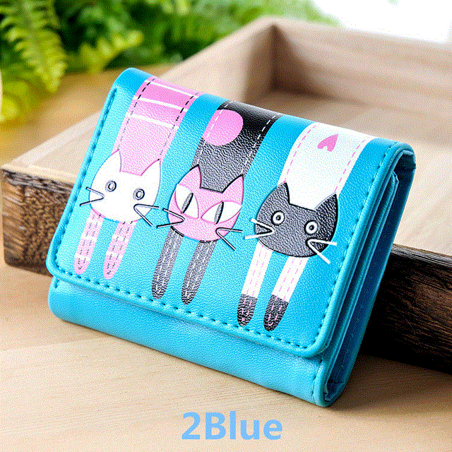 2021 High quality Fashion Zipper Short Women Wallets Cat Pattern Embroidery Small Hasp Purse Card Holder Handbags