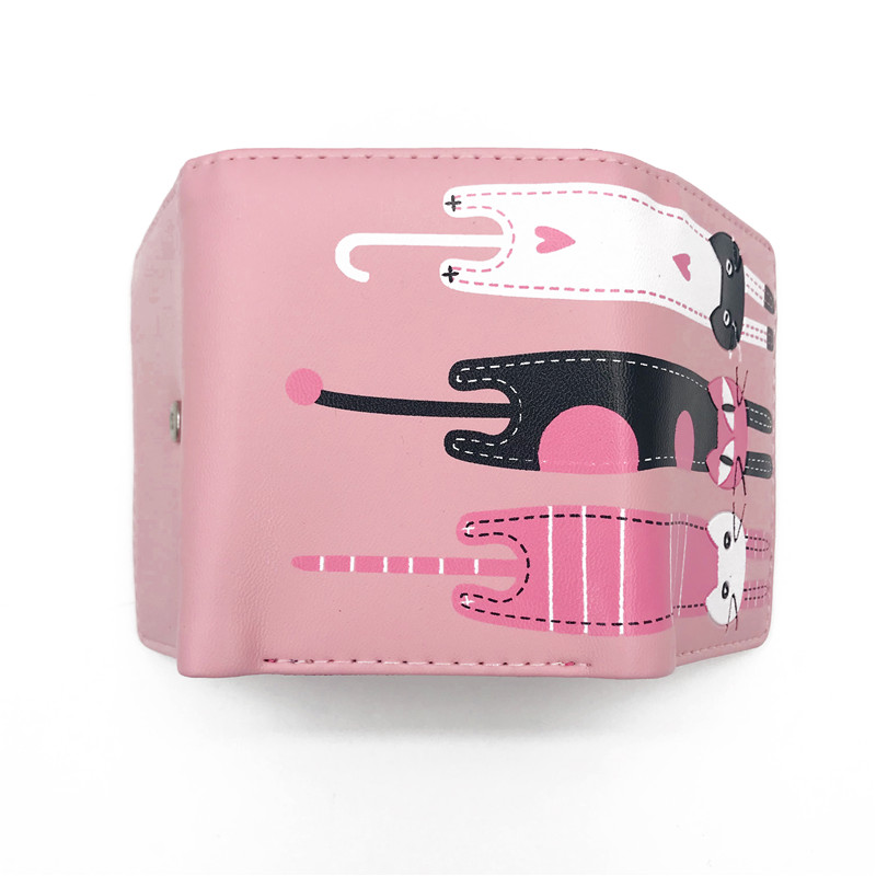 2021 High quality Fashion Zipper Short Women Wallets Cat Pattern Embroidery Small Hasp Purse Card Holder Handbags