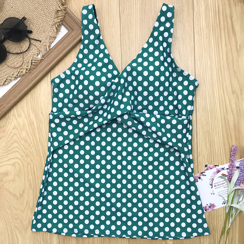 2021 High quality Women Dots Tankini Plus Size Swimwear Push up Two piece Swimsuit with Shorts High waist Bathing Suit
