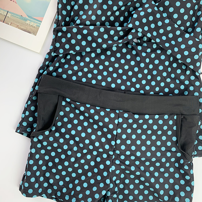 2021 High quality Women Dots Tankini Plus Size Swimwear Push up Two piece Swimsuit with Shorts High waist Bathing Suit
