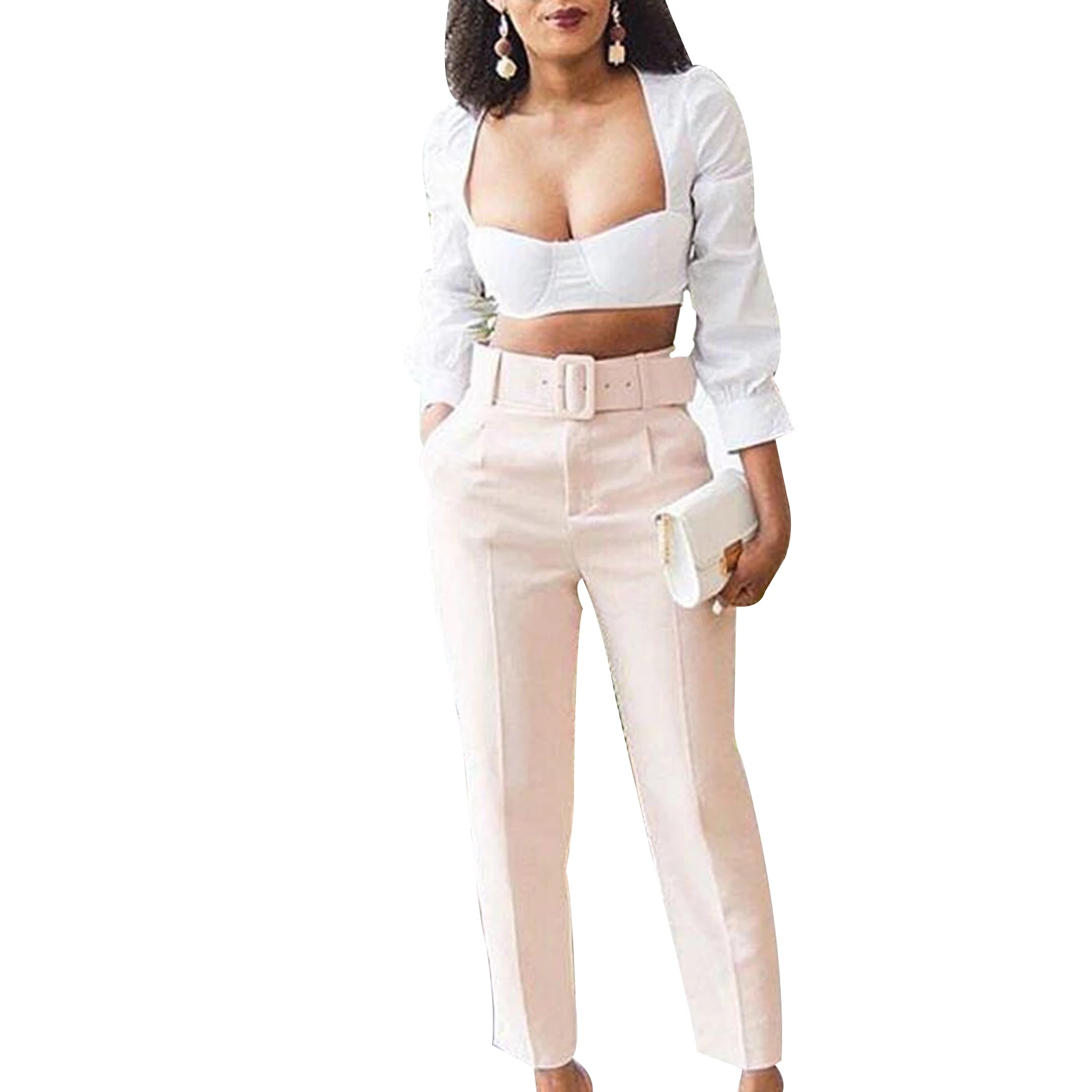 2021 High quality Women's Plus Size Trouser Solid Color High Waist Long Pant Bottom Pencil Pants for Office Lady