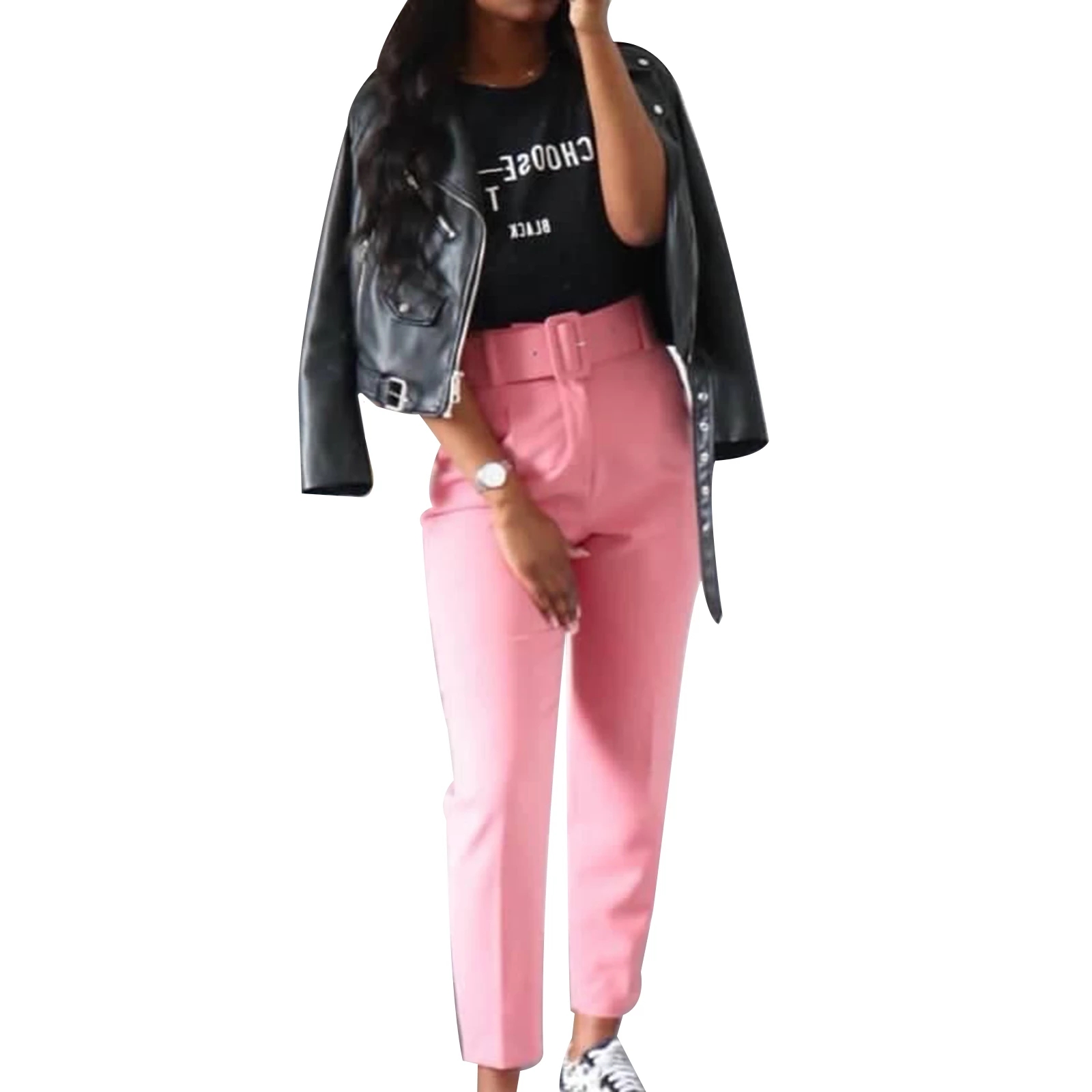 2021 High quality Women's Plus Size Trouser Solid Color High Waist Long Pant Bottom Pencil Pants for Office Lady