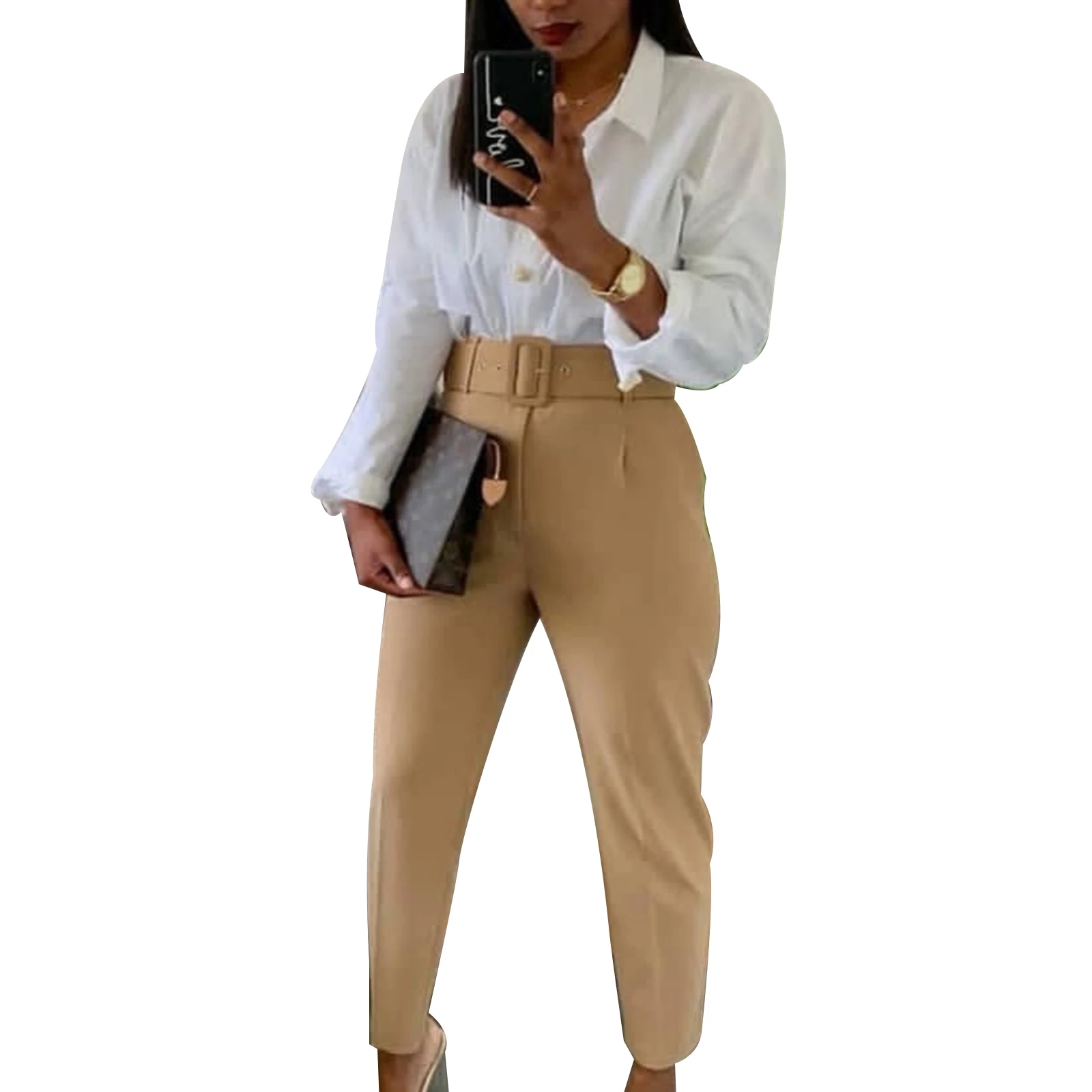 2021 High quality Women's Plus Size Trouser Solid Color High Waist Long Pant Bottom Pencil Pants for Office Lady