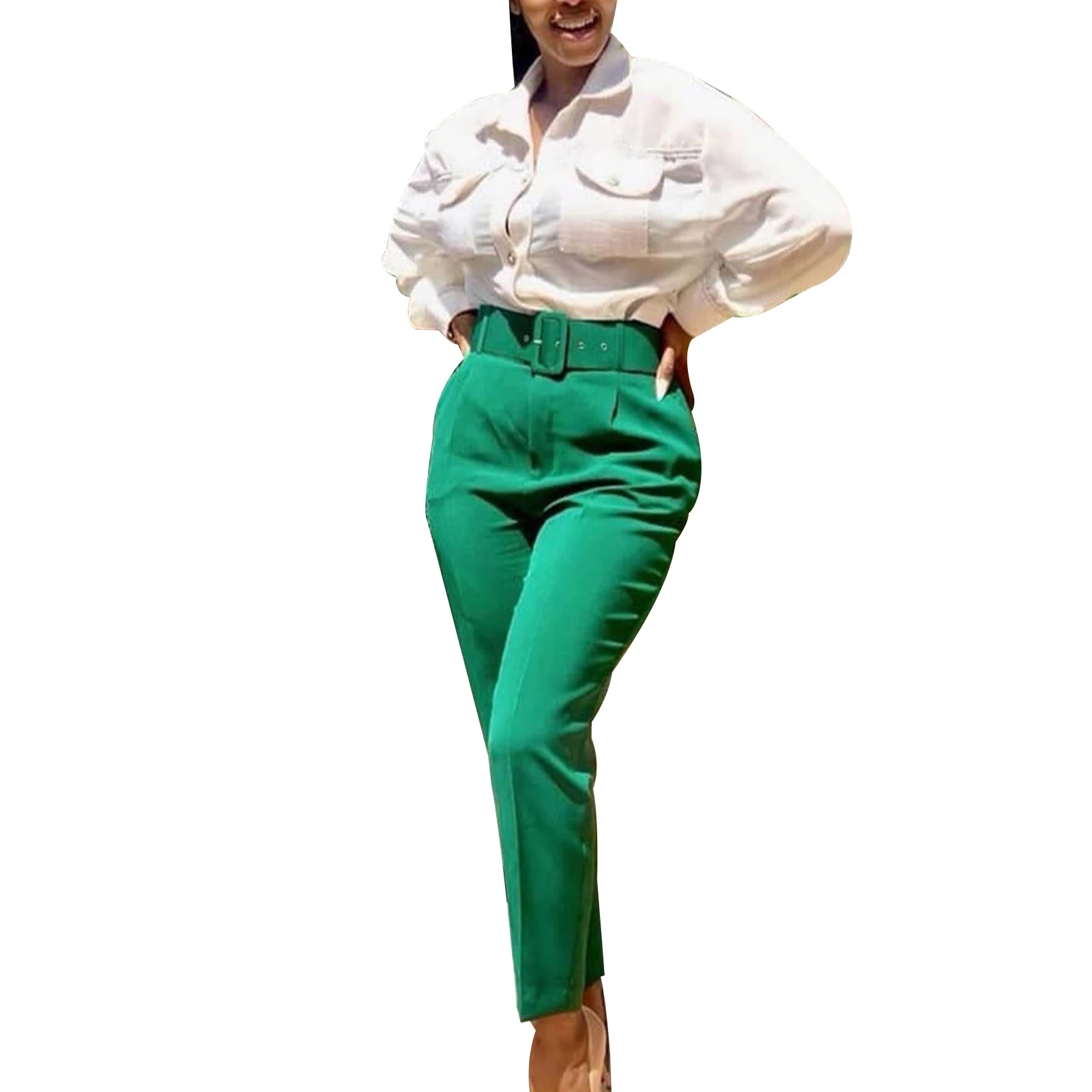 2021 High quality Women's Plus Size Trouser Solid Color High Waist Long Pant Bottom Pencil Pants for Office Lady