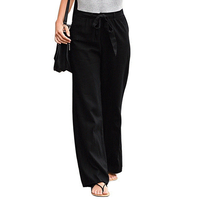 2021 High quality Pants Women Wide Leg Pants Solid Color Bow Sash High Waist Wide Leg Pants Women Long Trousers
