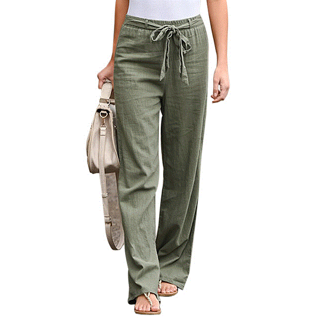 2021 High quality Pants Women Wide Leg Pants Solid Color Bow Sash High Waist Wide Leg Pants Women Long Trousers