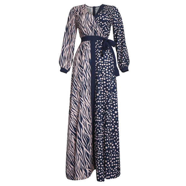 Slimming dress long sleeves spring fall waist patching point super fairy retro African women's dress