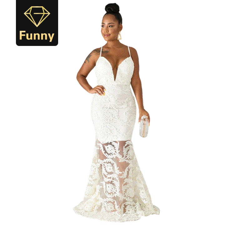 Evening Party Ball Dresses Women Lace Mesh Patchwork V-Neck Sexy Bodycon Spaghetti Straps Dress