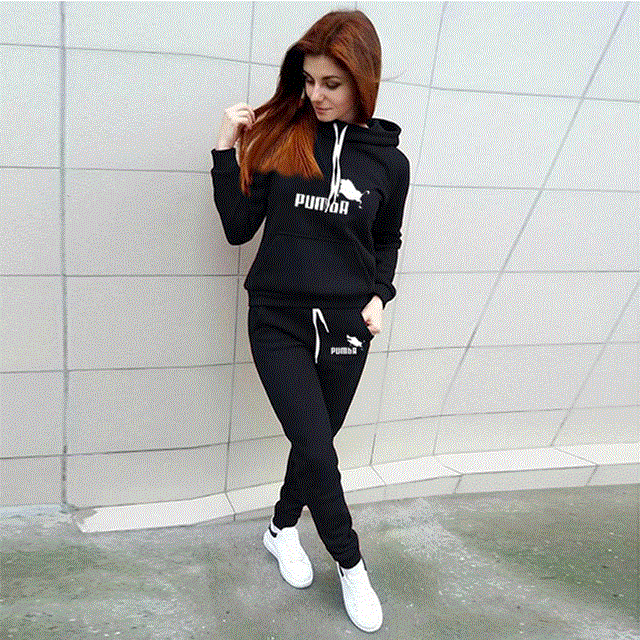 Spring Winter 2 Piece Set Jogging Women Hoodies Pants Printed Sportswear Suits Thicken Warm Ladies Girls Hoodie Sets Tracksuits