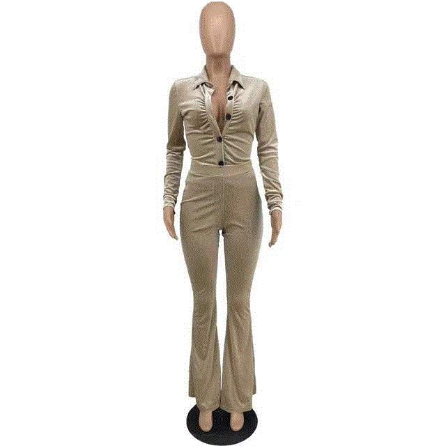 Spring Women Casual Solid Velvet Sets Elegant Long Sleeve Top Pant Suits Female Two Piece Trouser Sets Fashion Tracksuit