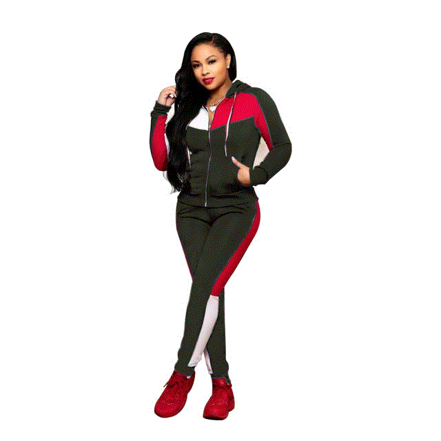 MUDAN Fashion Sport Women Tracksuit 2 Piece Set Winter Zip Up Hoodie Joggers Sweat Suits Women Matching Sets