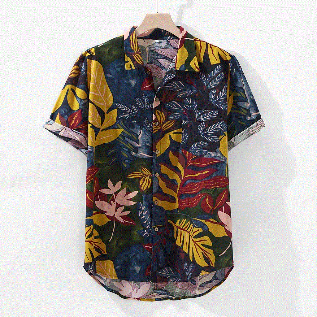 2021 High quality Mens Summer Printed Flower Short Sleeve Shirts Men Streetwar Hawaiian