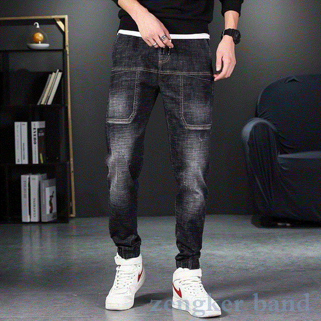 2021 High quality Large size harem pants men's jeans trend was thin male man oversized loose large size small feet long pants