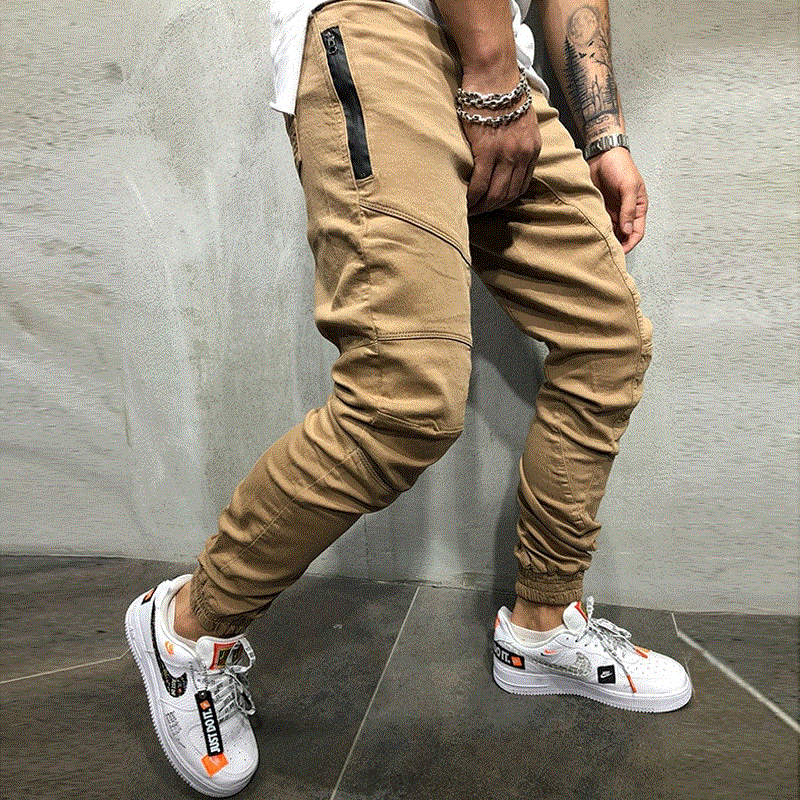 2021 High quality Mens Pants Fashion Hip Hop Tactical Cargo Trousers Jogger Splicing Multi Pocket Harem Male Soild Casual Zipper Sports Sweatpants