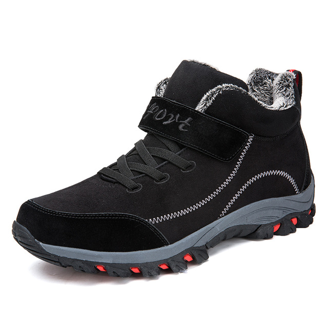 2021 High quality Men Waterproof Hiking Shoes with Fur Warm Snow Boots Outdoor Trekking Walking Shoes Sneakers Boots