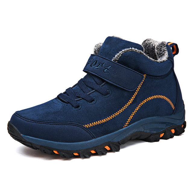 2021 High quality Men Waterproof Hiking Shoes with Fur Warm Snow Boots Outdoor Trekking Walking Shoes Sneakers Boots