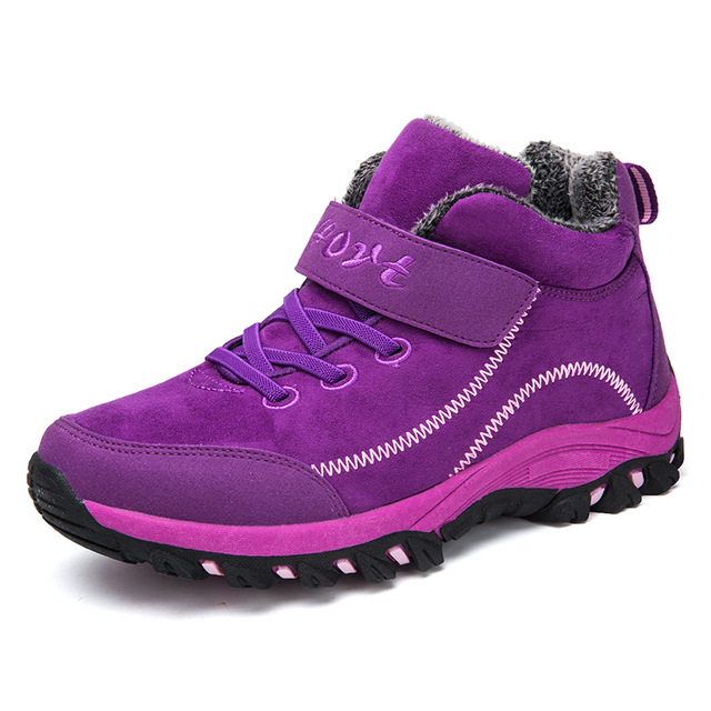 2021 High quality Men Waterproof Hiking Shoes with Fur Warm Snow Boots Outdoor Trekking Walking Shoes Sneakers Boots