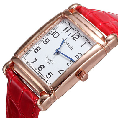 2021 High quality New Watches Women Square Wrist Watches Red Leather Fashion Brand Watches Female Ladies Quartz Clock