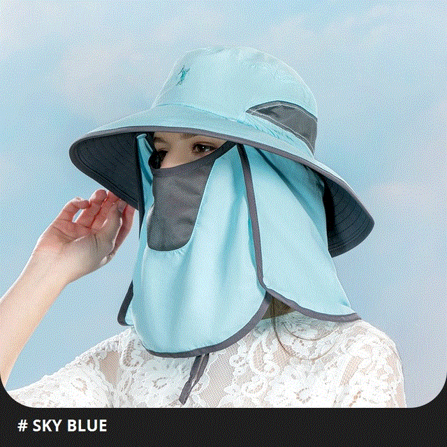 2021 High quality Summer UPF50  Sun Hats For Women Men Bucket Hat With Neck Flap Outdoor UV Protection Long Wide Brim Hiking Fishing Caps