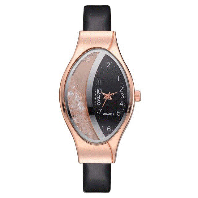 2021 High quality Women Fashion Luxury Watch Leather Strap Women Bracelet Clock Ellipse Rhinestone PU Sport Quartz Watch Wrist Watches For Women