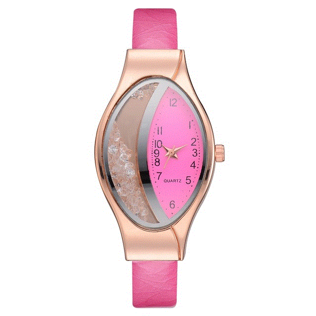2021 High quality Women Fashion Luxury Watch Leather Strap Women Bracelet Clock Ellipse Rhinestone PU Sport Quartz Watch Wrist Watches For Women