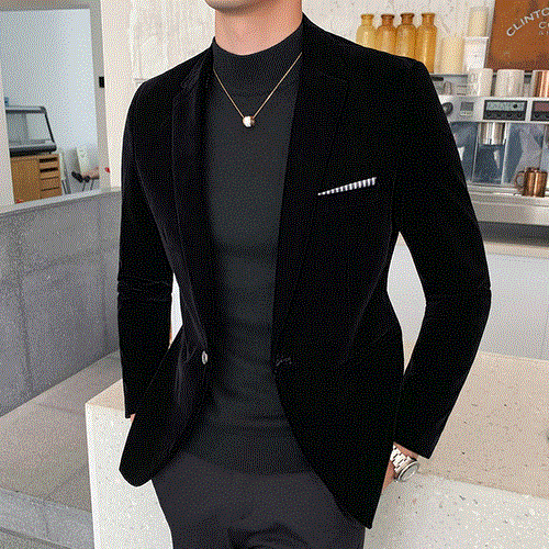 2021 High quality Velvet Wedding Dress Coat Mens Blazer Jacket Fashion Casual Suit JacketStage Men's Business Blazers