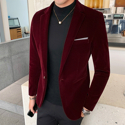2021 High quality Velvet Wedding Dress Coat Mens Blazer Jacket Fashion Casual Suit JacketStage Men's Business Blazers