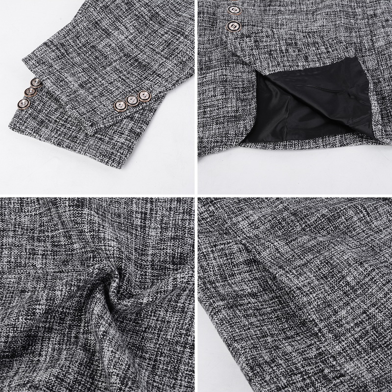 2021 High quality Men Vintage Blazer Coats Business Dress Casual Stand Collar Jackets Male Suit