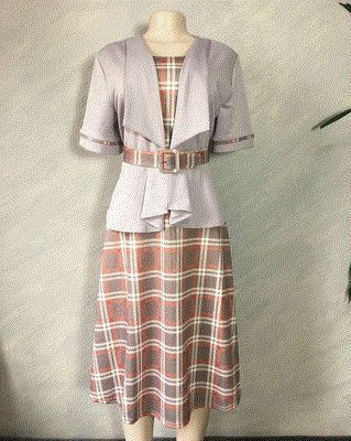 2021 High quality Solid color suit collar Slim big swing A-line skirt large size African fashion women fake two pieces