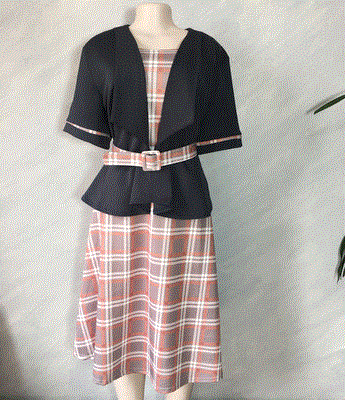 2021 High quality Solid color suit collar Slim big swing A-line skirt large size African fashion women fake two pieces