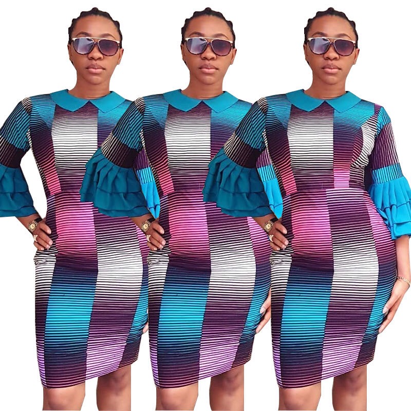 2021 High quality African dress For Women African Print Maxi Autumn suits Dress Knee-length skirt  Africaine Femme
