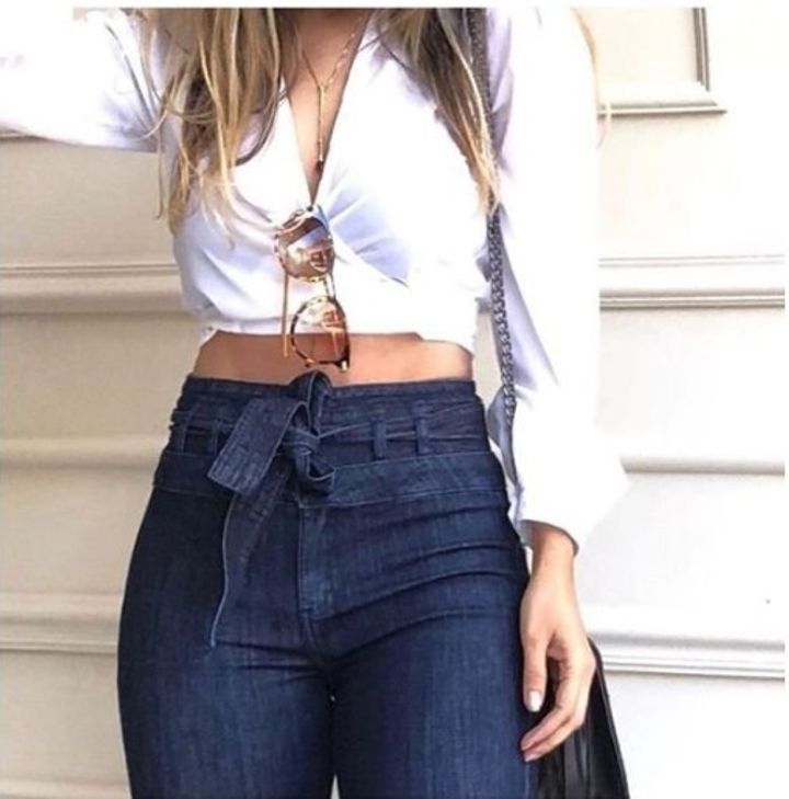 2021 High quality High Waist Denim Flare Pants Woman Vintage Stretch Jeans Slim Jean Bell-Bottom