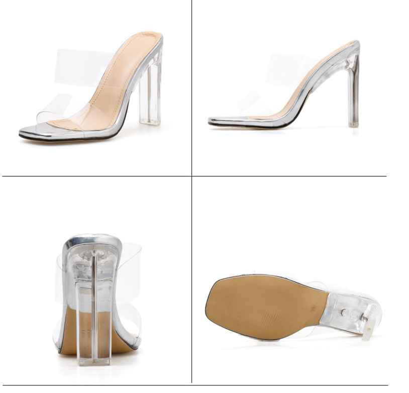 2021 High quality Women's Sandals Sexy transparent heels PVC Cozy Summer Shoes Woman Thin Clear Heels Girls Non-slip