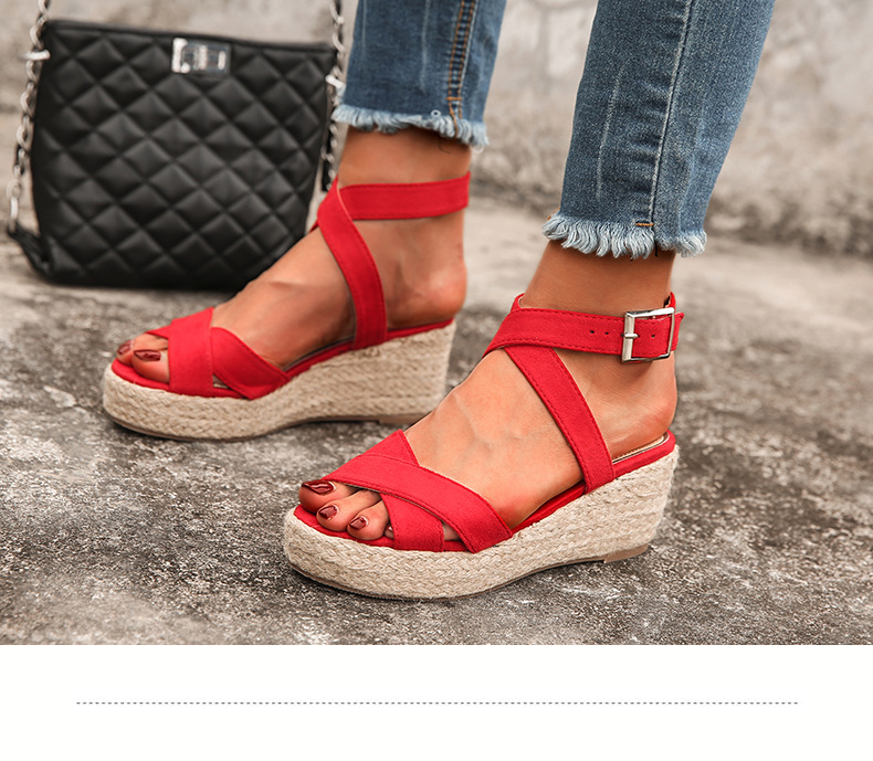 2021 High quality Women Sandals Summer Gladiator Wedges Shoes Peep Toe Casual Platform Shoes Ladies Wedges Sandals